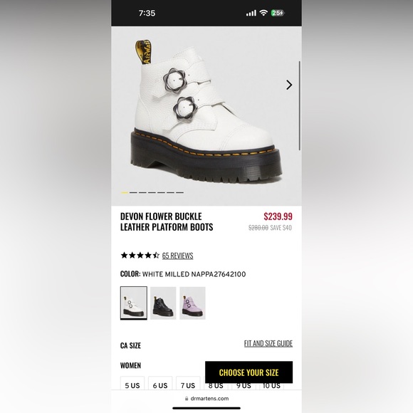 Doc Martens Devin Flower Buckle Leather Platform Boots - Picture 6 of 6